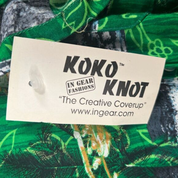 Vintage Koko Knot Hawaiian Shirt – Green with Island Plane Print READ CONDITION - Picture 3 of 4